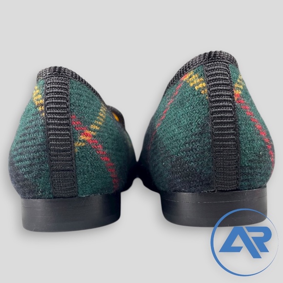 Polo Ralph Lauren Paxton Wool Plaid Green Men's Slipper Shoes Skull & Keys - Picture 7 of 7